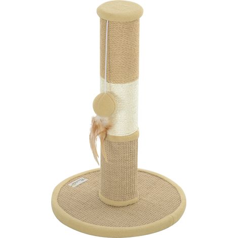 Cat Scratching Post for Indoor Cats, 47cm Tall Cat Scratcher with Jute Sisal Rope, Hanging Toy Ball, Fear, Brown (1/5)