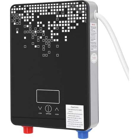 HAUTOUR Chauffe-eau Instantané, 6500W Mini Chauffe Eau Mural, Chauffe Eau Électrique Sans Réservoir, Affichage LED Température, Acier Inox Verre Trempé, Pour Cuisine Salle Bain, Hôtel (1/5)