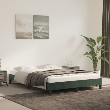 Estructura cama sin colchón terciopelo verde oscuro 140x190 cm vidaXL (1/5)