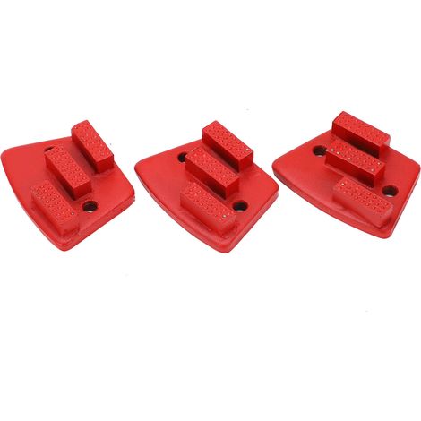 Set mit 3 trapezförmigen Diamantschleifscheiben für Beton, T-förmige Zähne, 2 Löcher, rot, Körnung 60 (1/5)