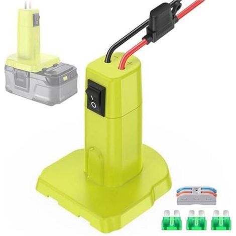 Adaptateur Power Wheels pour Kit de Conversion de Batterie 18 V avec Interrupteur Fusibles et Bornes de Fil Fil 12 AWG vert (1/5)