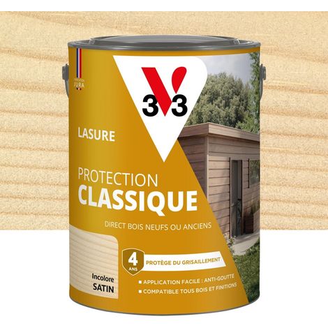 V33 Classic Protection 4-Jahres-Schutz, klare seidenmatte Holzlasur, 5 l V33