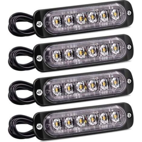 Set di 4 luci di posizione laterali stroboscopiche a 6 LED - Barra luminosa gialla di segnalazione di emergenza - Indicatore di malfunzionamento - Luci lampeggianti di emergenza universali impermeabil