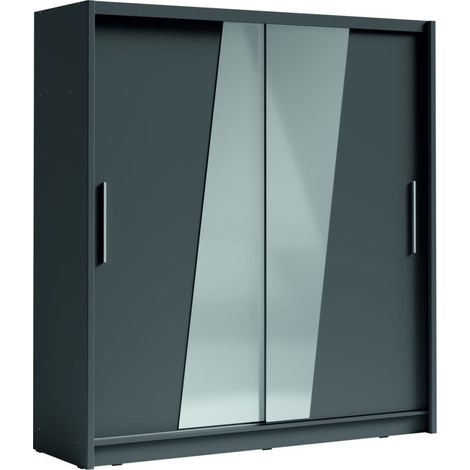 Schwebetürenschrank mit schrägem Spiegel 205 cm - graphitgrau - Kollektion BAHIA