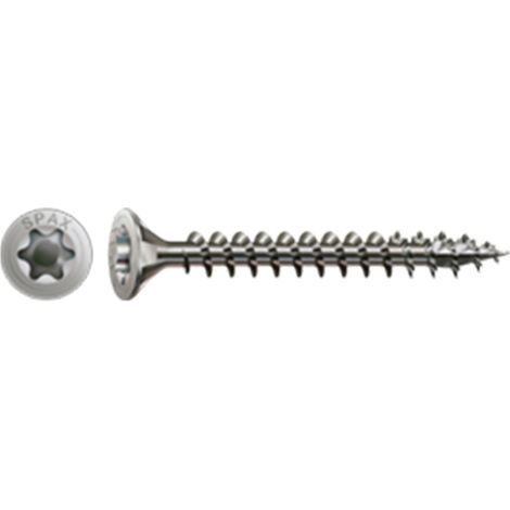 Paquete de 25 tornillos Spax de acero inoxidable con cabeza Torx avellanada, 4 mm de diámetro x 45 mm de longitud. SPAX