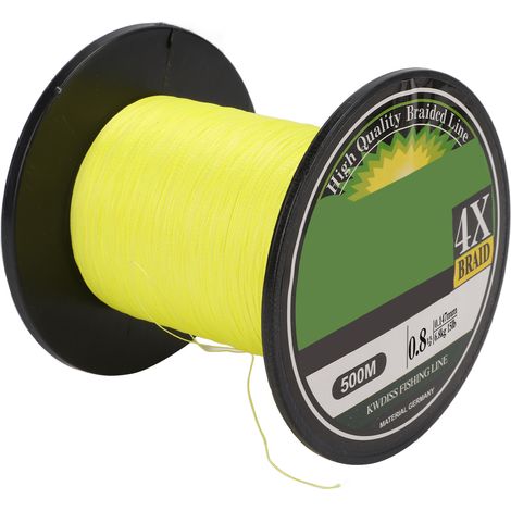 Tresse de pêche PE 546 mètres 4 brins résistante à l'abrasion fil de pêche tressé jaune 0.8 mm (1/5)