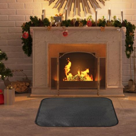 Schwarze, feuerfeste Silikon-Kaminmatte 50 x 50 cm für Boden, Kamin und Feuerdecke (1/4)