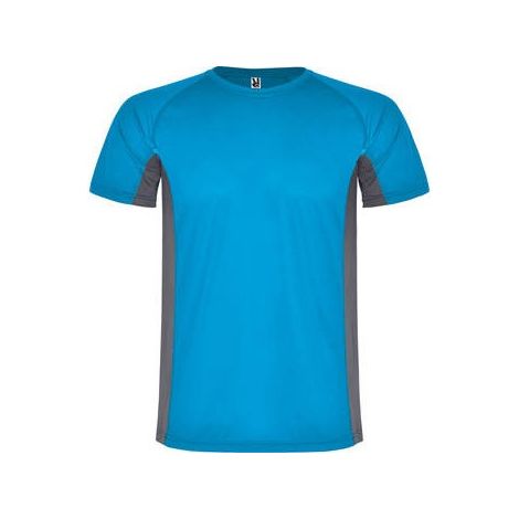 Camiseta técnica combinada de poliéster con manga raglán SHANGHAI ROLY 16 Turquesa/Plomo Oscuro
