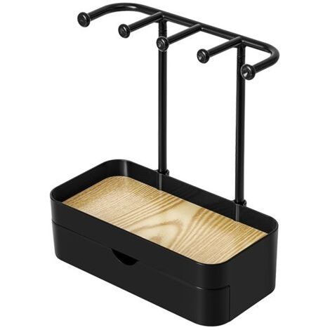 Étagère de rangement pour bijoux, noire Dimensions : 20,1 × 10,2 × 23 cm 1 x étagère Organisateur pour soins de la peau et bijoux Rangement de bureau (1/5)