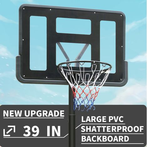 Canasta de baloncesto exterior regulable 198,12-304,8 cm con tablero de PVC y ruedas OKWISH (1/5)
