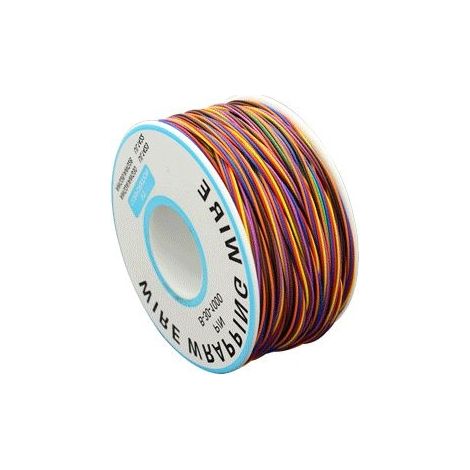 Câble en cuivre étamé 30 AWG, simple enroulement, 250 mètres, diamètre 0,25 mm, résistance à 105 °C, bobine plastique, coloris (huit couleurs disponibles). (1/5)