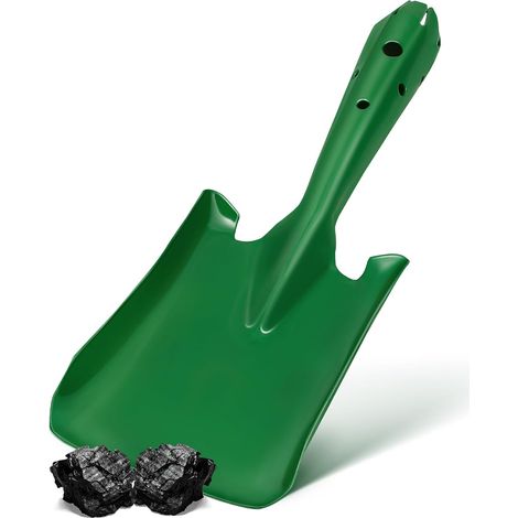 Pelle à Cendres Ménagère en Fer Verte, Petite Pelle à Charbon Compacte, Outil Portatif pour Foyer et Barbecue, Nettoyage Facile des Cendres pour Poêles, Cheminées et Braseros (1/5)