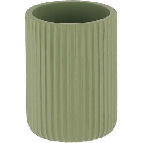 Becher mit abgerundeter strieme aus polyresin - khaki - Tendance