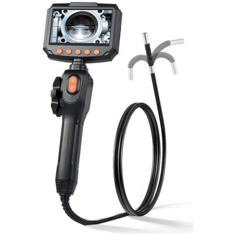 Endoskopkamera mit Licht Drehbar, Inspektionskamera mit Zwei-Wege beweglichem Kopf, IP67 Wasserdichte Rohrkamera mit 4,3 Zoll Display 1,5m Kabel 2600mAh Akku, 6,2mm Boreskopkamera für Auto Haus (1/5)