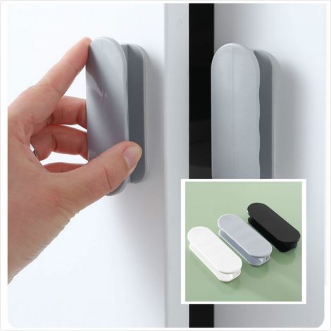 Paquet de 8 boutons de porte coulissante auto-adhésifs, boutons de fenêtre, boutons de porte en plastique, boutons de porte, meubles, armoires, réfrigérateurs, fenêtres, placards - Blanc + Gris + Noir (1/5)