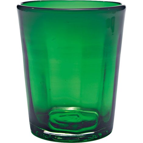 Zafferano Set 6 Bicchieri Tumbler Serie Bei in Vetro Soffiato a Bocca Colore Verde, Lavorazione Artigianale a Mano Volante Eleganti e Resistenti