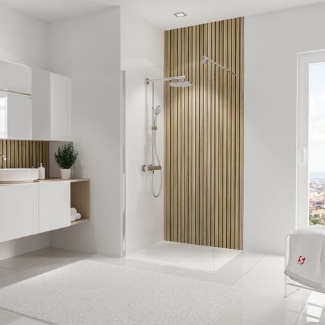 Panneau mural 100 x 255 cm Japandi vertical, revêtement pour douche et salle de bain, DécoDesign DÉCOR, Schulte