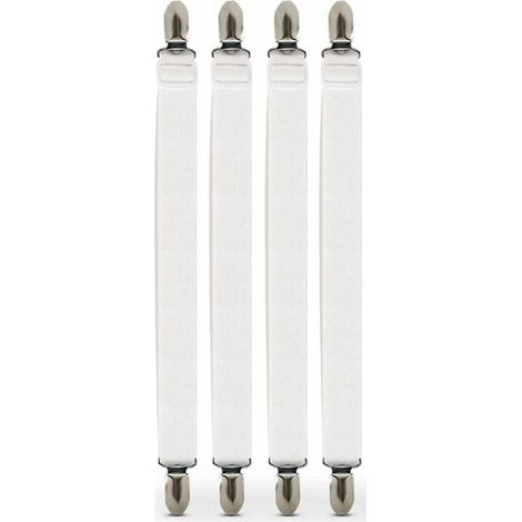 Lot de 4 Attaches pour drap-housse, réglables 16-31 cm, clips métalliques, élastique polyester, tous matelas (1/5)