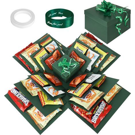 Überraschungsbox, Explosionsbox, Überraschungsgeschenkbox, Geburtstagsüberraschungsbox, DIY-Explosionsbox für Weihnachten, Geburtstag, Jahrestag, Valentinstag, Grün (1/5)