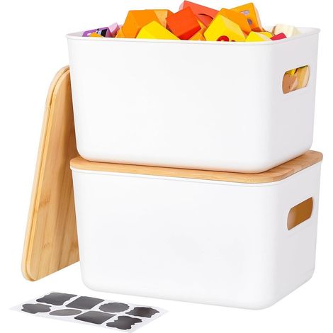 Kerhouze Aufbewahrungsbox Deckel Bambus Korb Stapelbar 2617.815.5cm 6.5L (1/5)