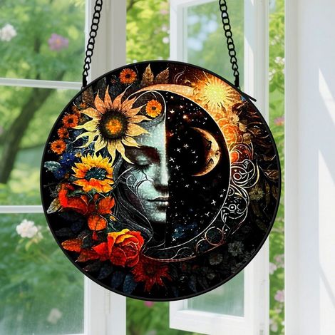 Capteur de Soleil en Vitrail  Décoration Spirituelle pour Maison 25cm (1/4)