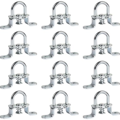 Lot de 12 Attaches rotatives en Zinc pour bâches, Tendeur de bâche, Fixation pour œillets ovales 68,5 x 15 mm Crochet pour bâche Souple pour camions, remorques et bâches (Type A) (1/5)