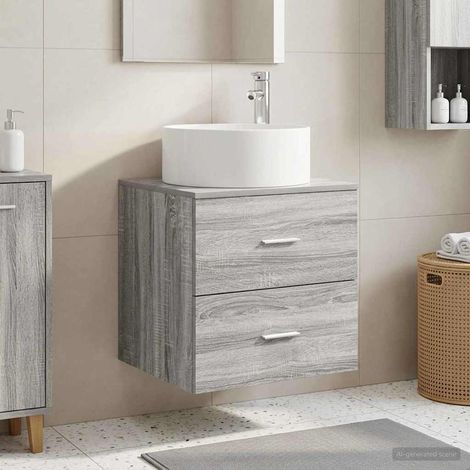 Vanidad con Lavabo de Pared  gris 49,5 x 44,5 x 65,5 cm