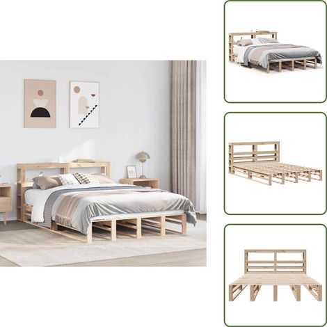 Cadre de lit sans matelas 140x190 cm bois de pin massif - Cadre De Lit - Cadres De Lit - Lit - Sommier (1/5)