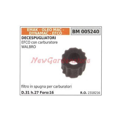Schaumstoff-Luftfilter EMAK EFCO Freischneider mit WALBRO Vergaser 005240