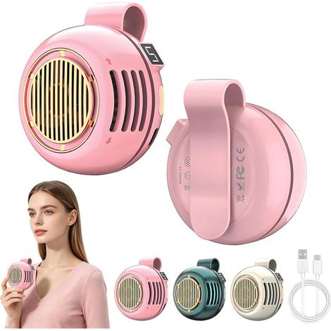 Ventilateur portable à pince – mini ventilateur USB rechargeable – ventilateur personnel pour cou et taille – 5 vitesses réglables – batterie 1000 mAh (1 pièce) (1/5)