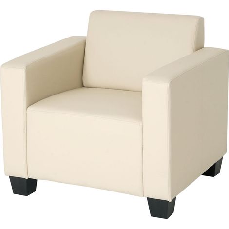 Salotto modulare componibile lounge moderno Lione N71 ecopelle poltrona avorio