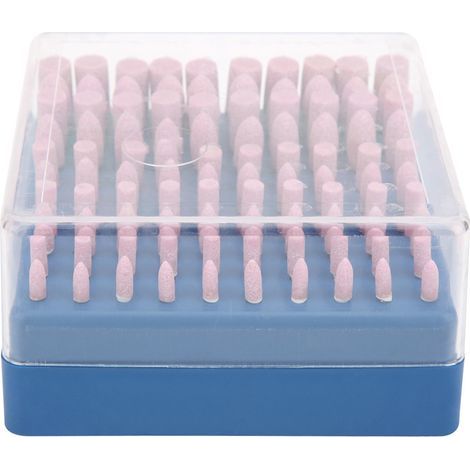 Rosa Aluminiumoxid-Schleifköpfe, 100 Stück, Steinpolierwerkzeugset, PA-Schleifmittel, Körnung 80, 3 mm Schaft (1/5)