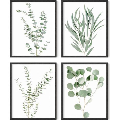 Set de 4 affiches botaniques décoratives en papier haute qualité, motifs floraux et feuillages pour cuisine ou salon – format 30x40 cm