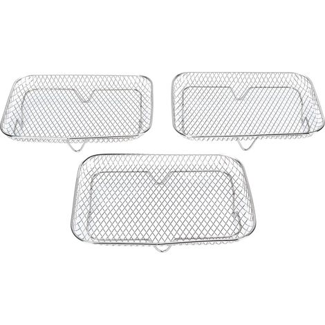 3PCS Fryer Rack Set 304 Stainless Steel Stackable Multi Layer Rectangular Dishwasher Safe Fryer Basket Tray for Fryer Accessories (1/5)