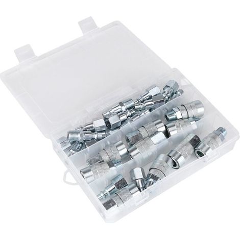 30pcs / Set Coupleur Rapide Ensemble de Connecteurs Mâle Femelle Raccords de Connecteur de Tuyau d'air 1/4 NPT Raccords de Connecteur de Tuyau d'air Coupleur Ensemble de (1/4)