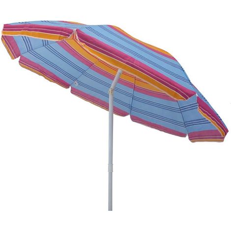 Ombrellone da spiaggia tondo 2 mt con palo in acciaio e telo in poliestere Red Lime Blue