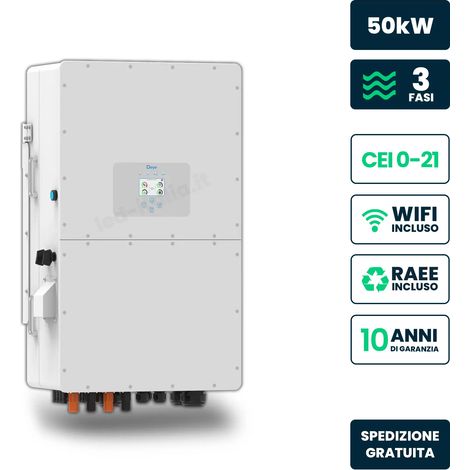 Inversor híbrido trifásico de alto voltaje V-TAC de 50 kW, con WiFi y transformador de corriente incluidos, garantía IP65 de 10 años