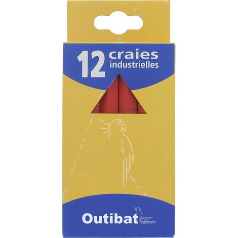 Caja de 12 tizas rojas de 12 cm
