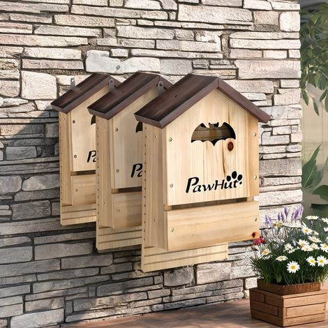 Nichoir pour chauves-souris en bois naturel set de 3 21,5 x 11,5 (1/5)