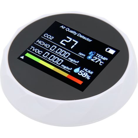 ZN-2CO5 Digitaler Luftqualitätsmonitor 5 in 1 Infrarotsensor Kohlendioxid-Detektor HCHO Temperatur- und Feuchtigkeitsmesser Weiß (1/5)