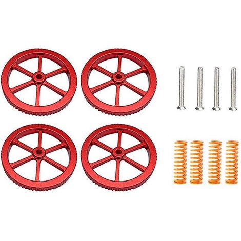 Vis M4, écrous de nivellement, bouton de ressort de nivellement pour plateau chauffant, pièces pour imprimantes 3D, accessoires de calibration de plateau d'impression, rouge (1/5)