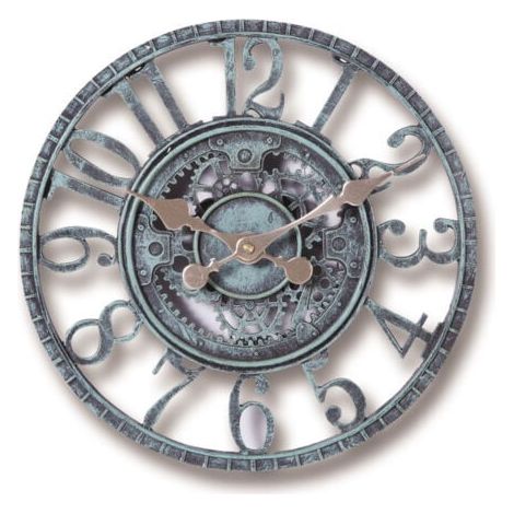 Horloge Murale d'extérieur, 30cm étanche Horloge de Jardin, horloges de décor rétro pour la Maison la Cuisine Le salon - non silencieuses (Turquoise) (1/4)