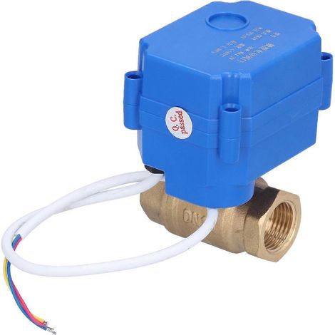 Elektrisches Kugelventil BSP, Messing, motorisiert, 3-adrig, DC 3–6 V, mit Durchschaltanzeige