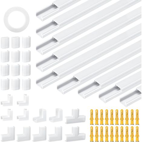 Goulottes Passe-Câbles Autocollantes Blancs, Lot de 10 (0.4m) – Organisateur pour Rangement Câbles Électriques. (1/5)