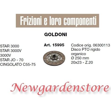 Disco de embrague TDF 15995 Tractor GOLDONI STAR 3000 CINGOLATO C55 75 20x23 Z20