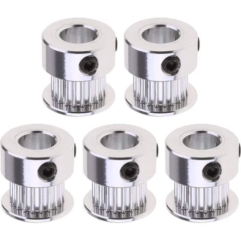 Lot de 5 poulies GT2 - 20 dents - Alésage de 8 mm - En aluminium GT2 - Pour imprimante 3D Reprap (1/5)