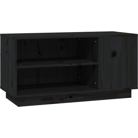 Mobile Porta TV Nera 80x35x40,5 cm in Legno Massello di Pino vidaXL (1/5)