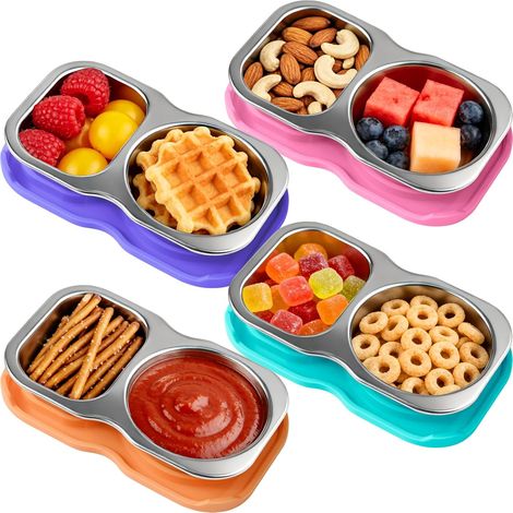 Ensemble de 4 boîtes à goûter/à vinaigrette portables en acier inoxydable avec couvercle - Petite boîte à condiments de 150 ml (1/5)