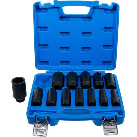 BGS Juego de vasos de impacto hexagonales profundos con cuadradillo interior de 12,5 mm (1/2") tamaños en pulgadas 13 piezas. - 5208 (1/4)