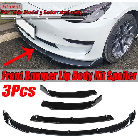 Lip Body Kit Spoiler für Frontstoßstange in glänzend Schwarz für Tesla Model 3 Sedan 2016–2019 (1/5)